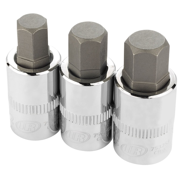 Ingersoll-Rand 3 Piece 1/2 Inch Drive SAE Hex Bit Socket Set - 752030X