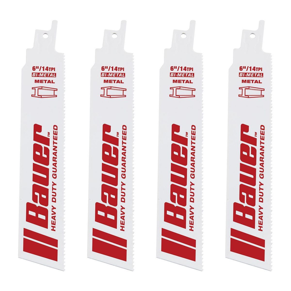 Hoja de sierra reciprocante bimetálica Bauer de 14 TPI, paquete de 4 - 56481