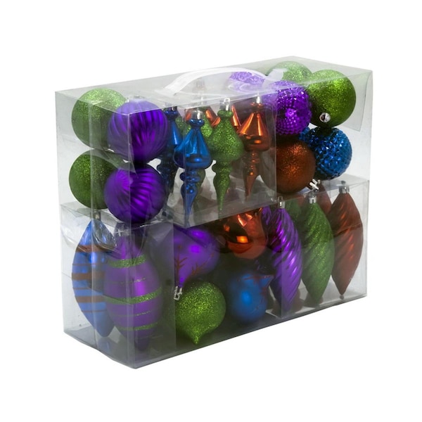 Queens Of Christmas Christmas Ornaments Blue Purple & Red, 40PK - ORNPK-BTOF-ROYAL-40
