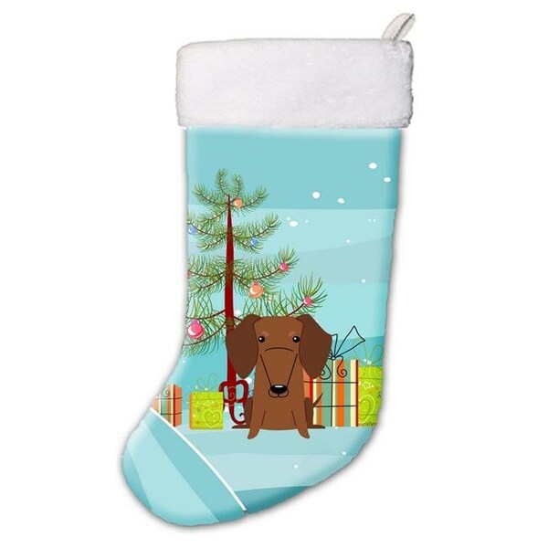Carolines Treasures Carolines Treasures BB4255CS Merry Christmas Tree Dachshund Red Brown Christmas Stocking - BB4255CS