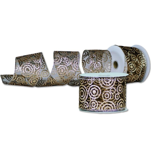 Queens Of Christmas 2.5 in. Wide 10 yards Ribbons, Brown, 2PK - RBN-19543-BR-2PK