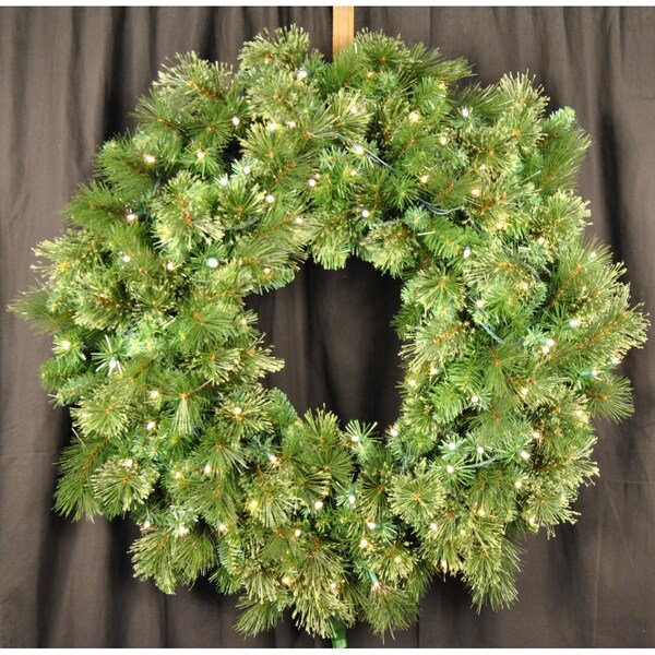 Queens Of Christmas 3 ft. Mixed Blend Pre-Lit with LED Lights Wreath, Warm White - GWBM-03-LWW