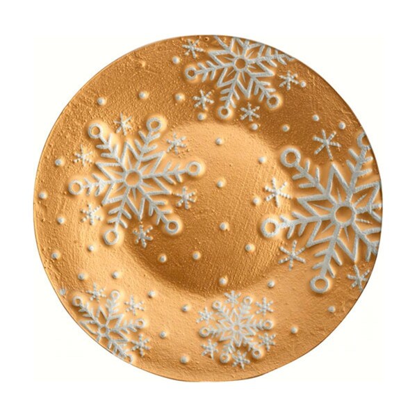 Ls Arts LS Arts  Platter, Gold Snowflakes - 12 in. - XM-1019