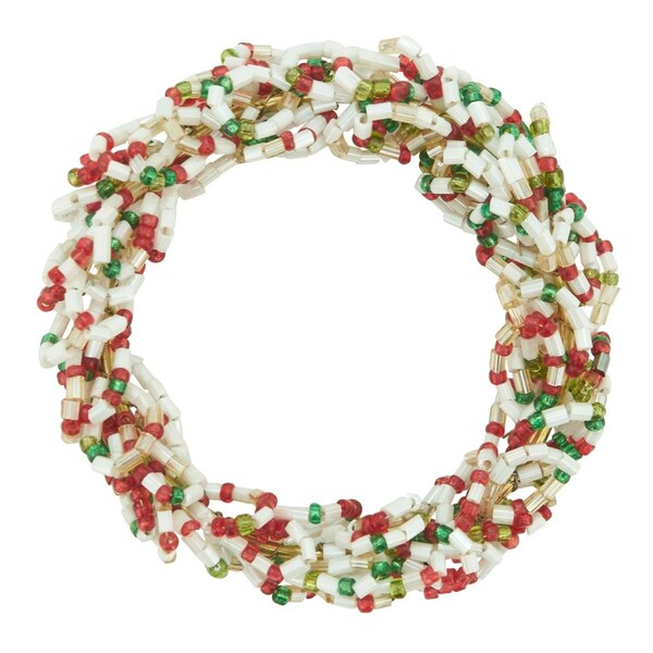 Tistheseason Beaded Christmas Wreath Napkin Rings Set of 4 - TI3195999