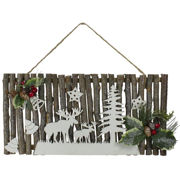 Back2Basics 16 in. Rustic Wooden Branch Christmas Wall Decor - BA2128829