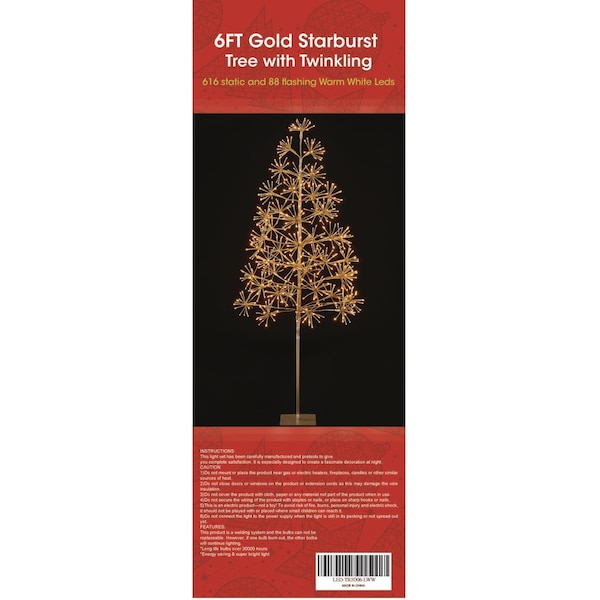 Queens Of Christmas 6 ft. Warm White Starburst LED Tree - LED-TR3D06-LWW