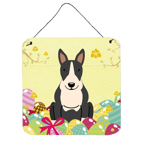 Carolines Treasures Easter Eggs Bull Terrier Black White Wall or Door Hanging Prints - BB6133DS66