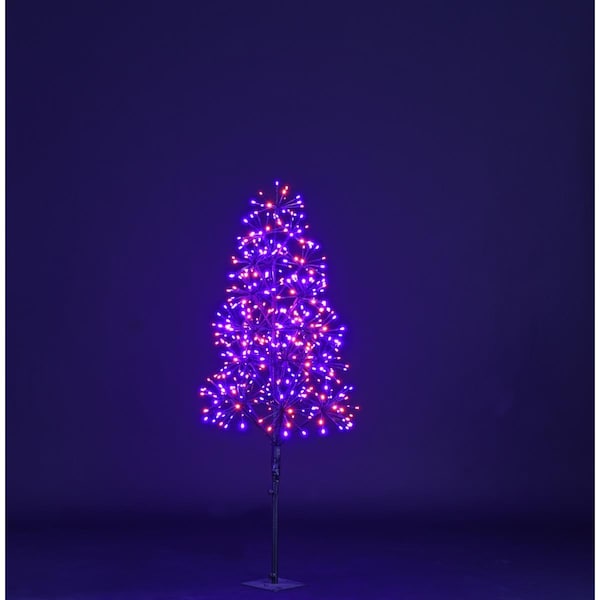 Queens Of Christmas 4 ft. Starburst LED Tree, Purple & Orange - LED-TR3D04-LPO