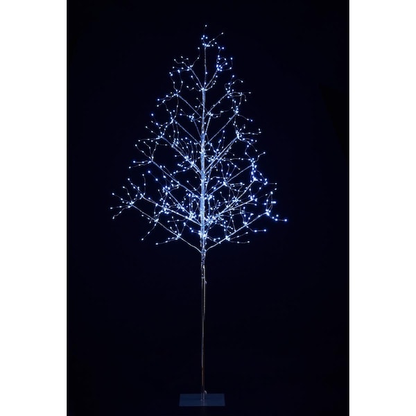 Queens Of Christmas 6 ft. LED Branch Christmas Trees, Silver & Pure White - LED-TR06-LPW