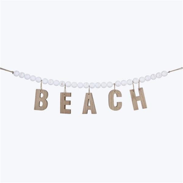 Youngs Wooden Beach Wall Garland on White Blessing Beads - 61629