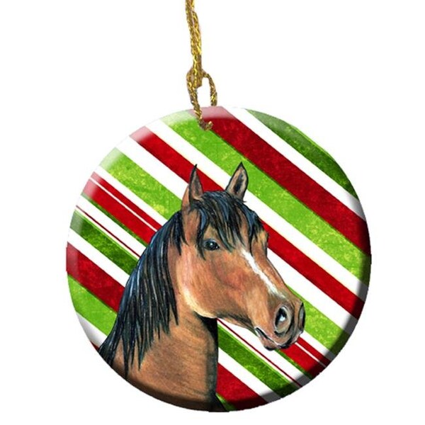 Carolines Treasures Carolines Treasures SB3135CO1 Horse Candy Cane Holiday Christmas Ceramic Ornament; 2.81 Dia - SB3135CO1