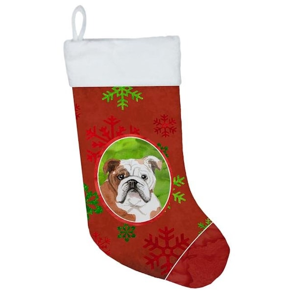 Carolines Treasures Carolines Treasures CK3988CS Christmas Snowflakes English Bulldog Christmas Stocking - CK3988CS
