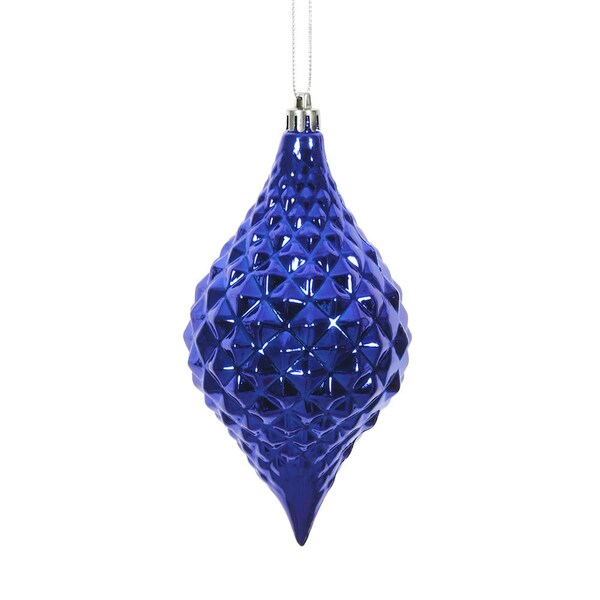 Vickerman 6 x 3 in. Cobalt Blue Shiny Diamond Drop Ornament, 4PK - N174922D