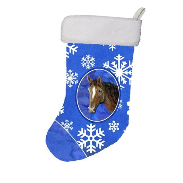 Carolines Treasures Carolines Treasures SB3143-CS 11 x 8 In. Horse Winter Snowflakes Holiday Christmas Stocking - SB3143-CS