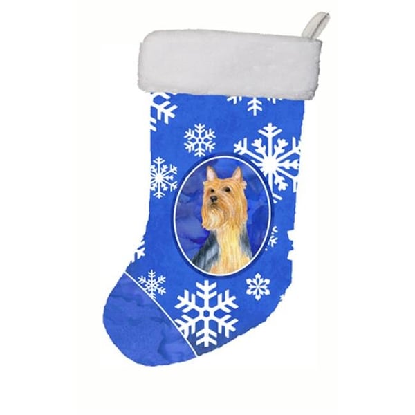 Carolines Treasures Carolines Treasures LH9271-CS 11 x 18 in. Silky Terrier Winter Snowflakes Snowflakes Holiday Christmas Stocking - LH9271-CS