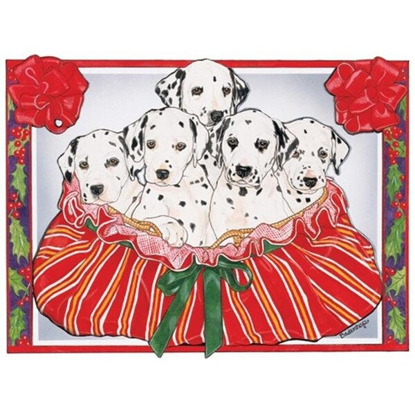Pipsqueak Productions Pipsqueak Productions C490 Dalmatians in a Basket Christmas Boxed Cards - Pack of 10 - C490