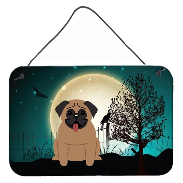 Carolines Treasures Halloween Scary Pug Brown Wall or Door Hanging Prints - BB2195DS812