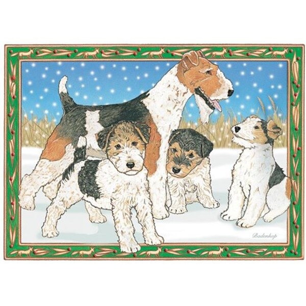 Pipsqueak Productions Pipsqueak Productions C857 Holiday Boxed Cards- Fox Terrier Wire - C857