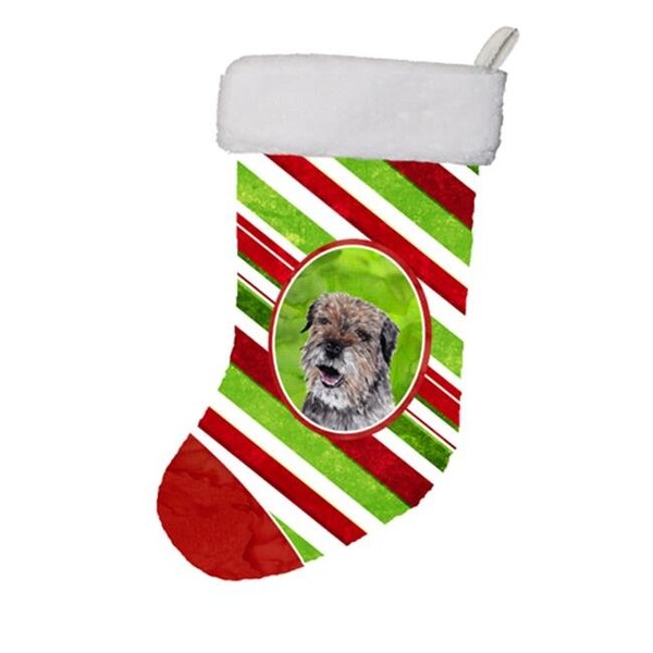 Carolines Treasures Carolines Treasures SC9613-CS 11 x 8 In. Border Terrier Candy Cane Christmas Stocking - SC9613-CS