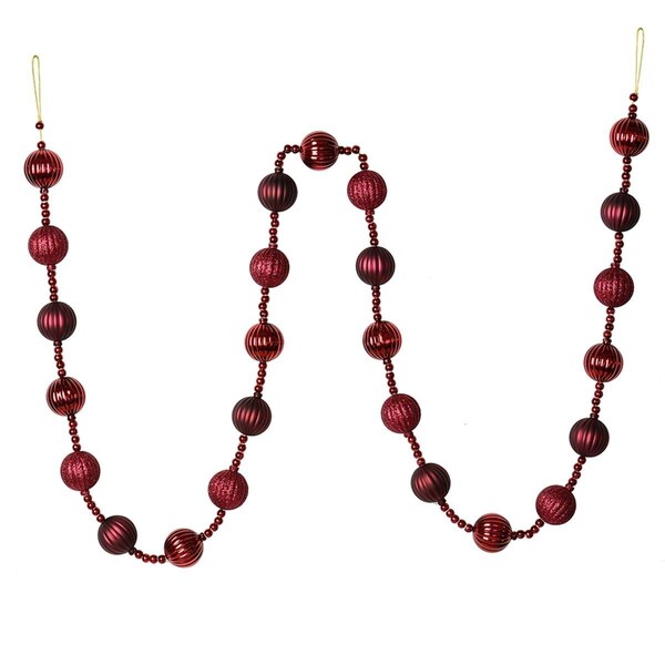 Vickerman 6 ft. Wine Stripe Ball Garland, 32PK - M183519