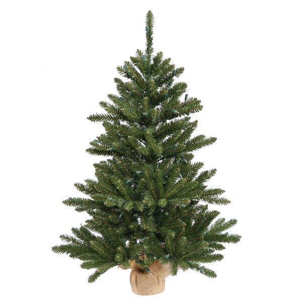 Vickerman 36 in. Green Anoka Pine Christmas Tree with Burlap Base 310 Tips - B160436