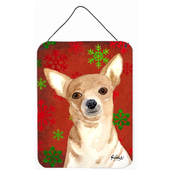 Jensendistributionservices Red Snowflake Chihuahua Christmas Aluminium Metal Wall Or Door Hanging Prints - MI2554084