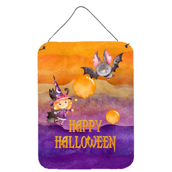 Carolines Treasures Halloween Little Witch & Bat Wall or Door Hanging Prints - BB7458DS1216