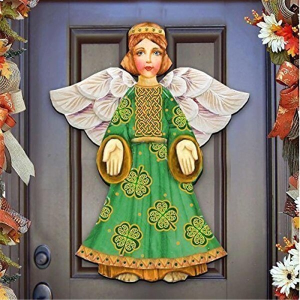 Gloriousgifts 8152723 Celtic Angel Wooden Christmas Ornament Set of 2 - GL1774140