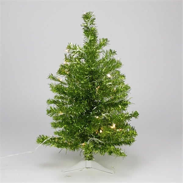 Go-Go 2 ft. Pre-Lit Paradise Lime Green Tinsel Tree 75 Tips 35 Clear Lights - GO23535