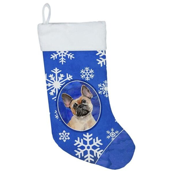 Carolines Treasures Carolines Treasures CK3954CS Winter Snowflakes Fawn French Bulldog Christmas Stocking - CK3954CS