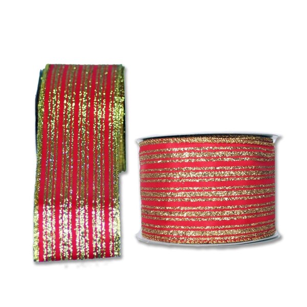 Queens Of Christmas 2.5 in. Wide 10 yards Ribbons, Red, 2PK - RBN-19512-RE-2PK