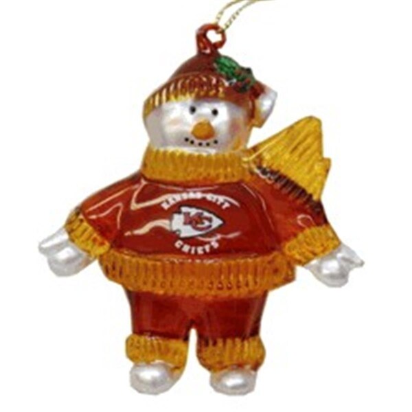 Caseys Kansas City Chiefs 2 3/4 Crystal Snowman Ornament - CA52046