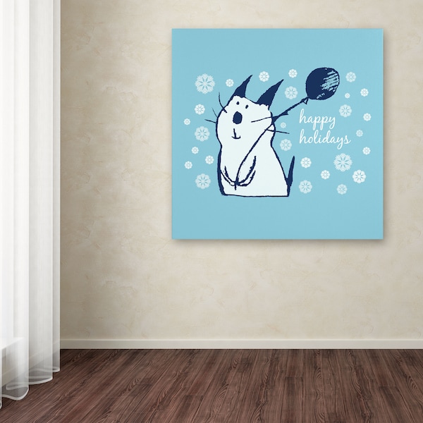 Trademark Fine Art Carla Martell 'Christmas Party Cat' Canvas Art, 14x14 - ALI0506-C1414GG