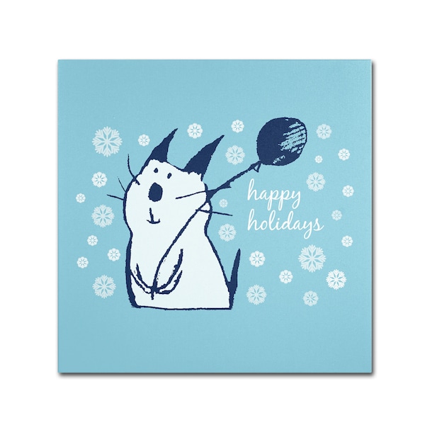 Trademark Fine Art Carla Martell 'Christmas Party Cat' Canvas Art, 14x14 - ALI0506-C1414GG