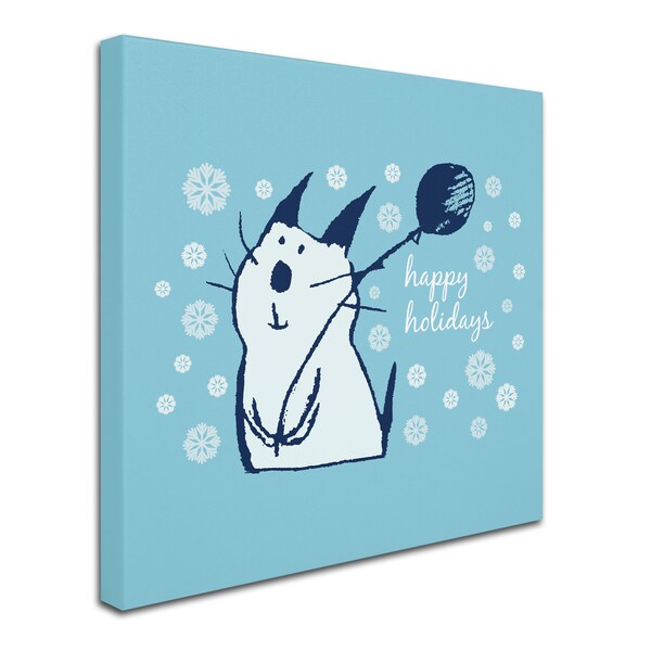 Trademark Fine Art Carla Martell 'Christmas Party Cat' Canvas Art, 14x14 - ALI0506-C1414GG