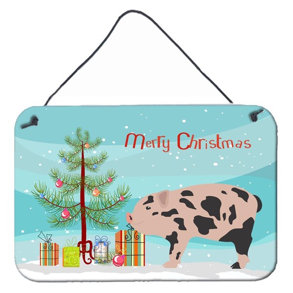 Carolines Treasures Mini Miniature Pig Christmas Wall or Door Hanging Prints - BB9302DS812