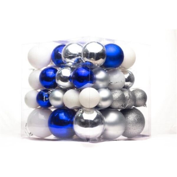 Queens Of Christmas Ball Ornaments Blue White & Silver, 2PK - ORN-62PK-BWS