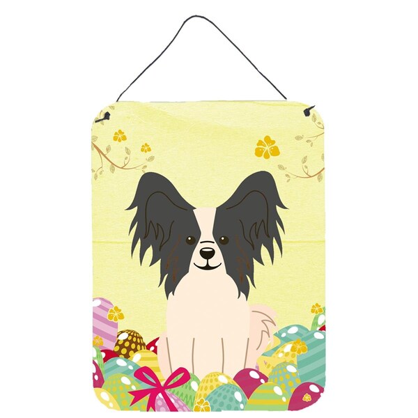 Carolines Treasures Easter Eggs Papillon Black White Wall or Door Hanging Prints - BB6076DS1216