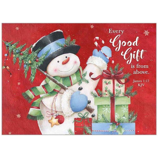 Smartgifts Snowman with Gifts Jon 1-16 NLT Christmas Card, 20PK - SM3324837