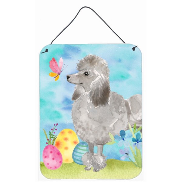 Carolines Treasures Grey Standard Poodle Easter Wall or Door Hanging Print - BB9629DS1216