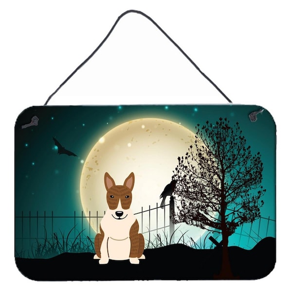 Carolines Treasures Halloween Scary Bull Terrier Brindle Wall or Door Hanging Prints - BB2327DS812