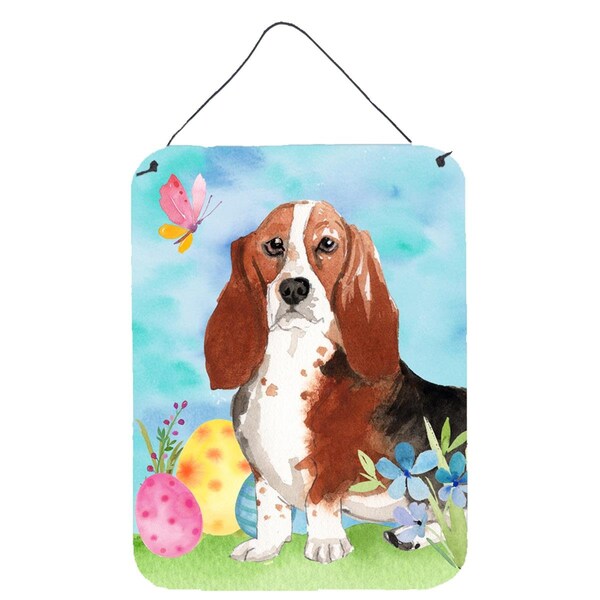Carolines Treasures Easter Eggs Basset Hound Wall or Door Hanging Prints - CK1927DS1216