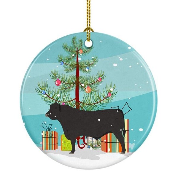 Carolines Treasures Carolines Treasures BB9195CO1 Black Angus Cow Christmas Ceramic Ornament - BB9195CO1