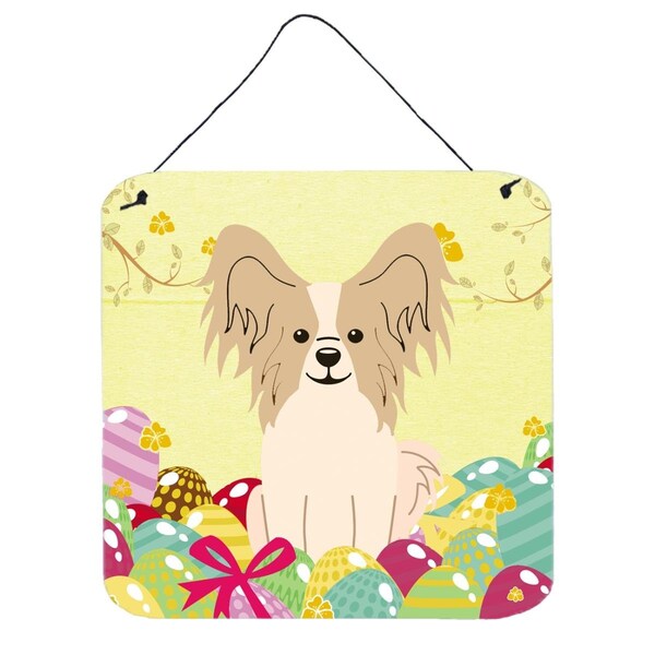 Carolines Treasures Easter Eggs Papillon Sable White Wall or Door Hanging Prints - BB6077DS66