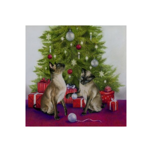 Trademark Fine Art Janet Pidoux 'Christmas Siamese Cats' Canvas Art, 14x14 - ALI36493-C1414GG