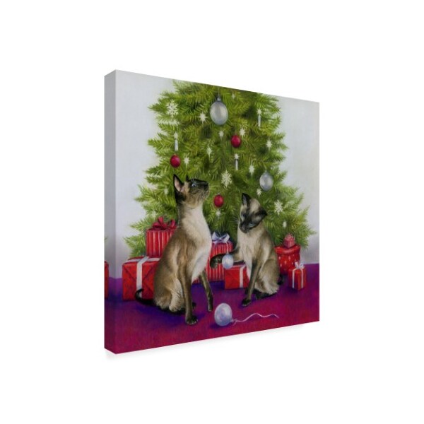 Trademark Fine Art Janet Pidoux 'Christmas Siamese Cats' Canvas Art, 14x14 - ALI36493-C1414GG