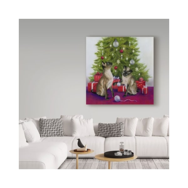 Trademark Fine Art Janet Pidoux 'Christmas Siamese Cats' Canvas Art, 14x14 - ALI36493-C1414GG