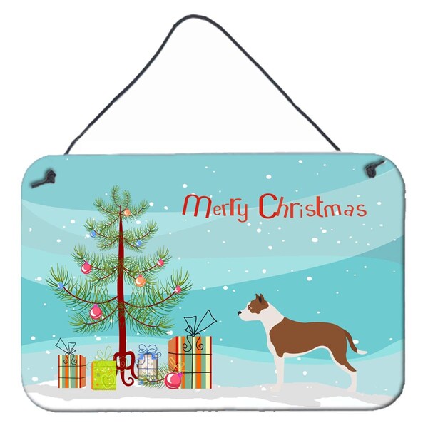 Carolines Treasures Pit Bull Terrier Christmas Wall or Door Hanging Prints - BB8487DS812