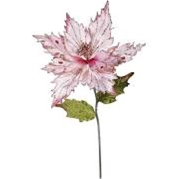 Vickerman 24 in. Polyester Poinsettia Pink Flower Stem, 3PK - E174909