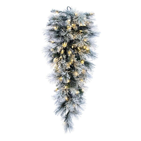 Vickerman 36 in. Flocked Jackson DuraLit 100 Warm White Teardrop, Green & White - G225837LED